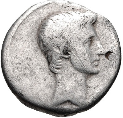 Octavian Triumvir 35-34 BCE AR denarius  uncertain mint found in Illyricum CNG Auction 282 Lot 225